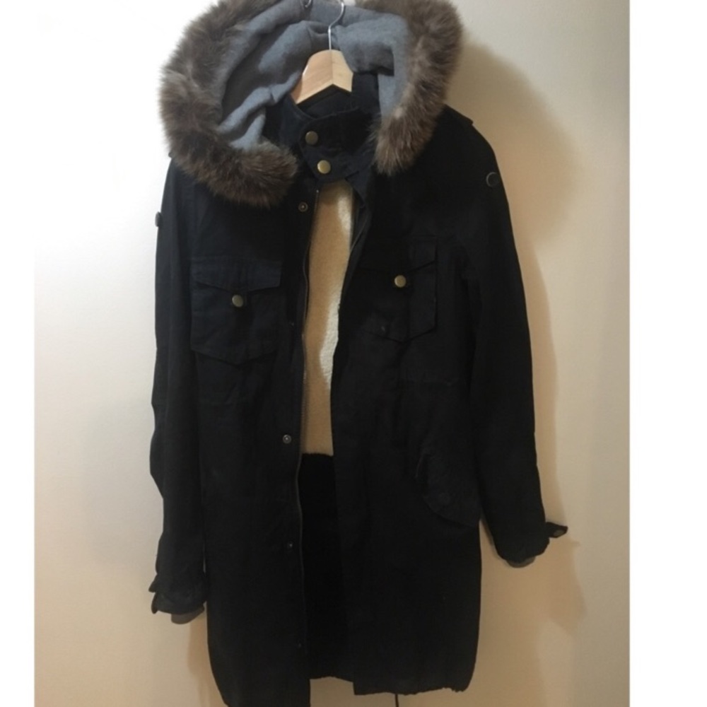 ✨SALE✨Fur-Lined Coat with Hoodie